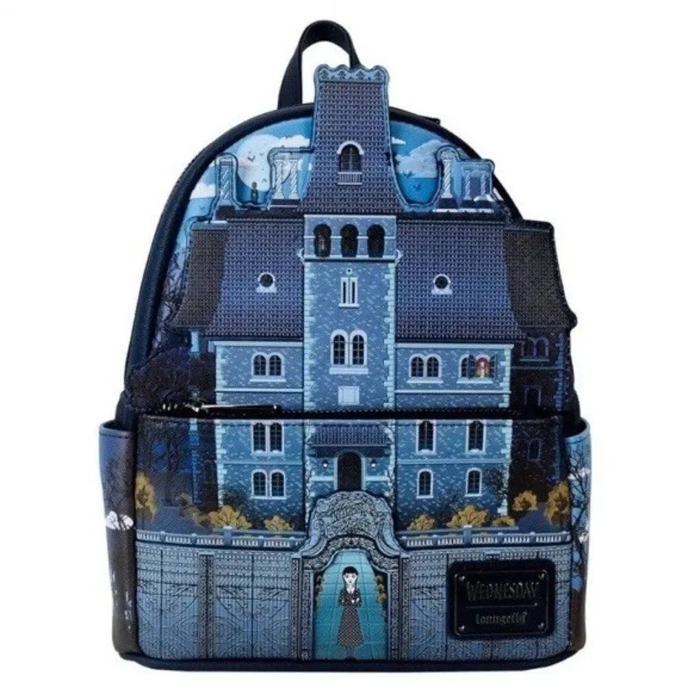 The Addams Family Wednesday Nevermore Academy Castle Glow Mini Backpack NWT